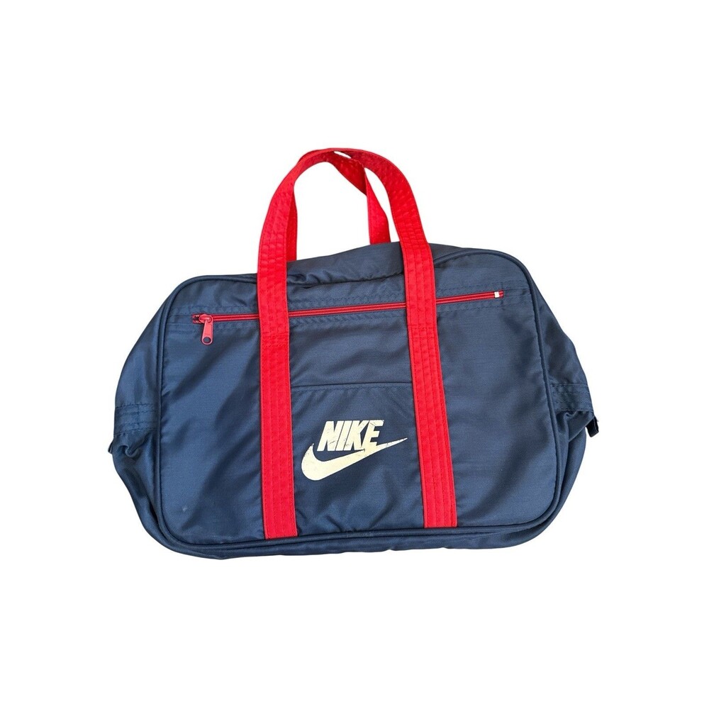 Vintage 1970s NIKE Blue Red Duffle Gym Bag Taiwan‎ Made YKK Zippers